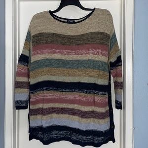 PRICE DROP!! Sweater with Beige, Brown, Pink, Blue Stripes. Size 2X